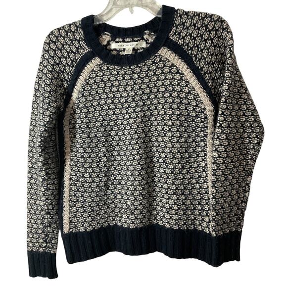 Max Studio Wool Blend Sweater Small Navy & White - Picture 1 of 7